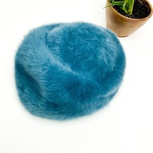 KANGOL Mohair Beret Blue Vintage Made in England